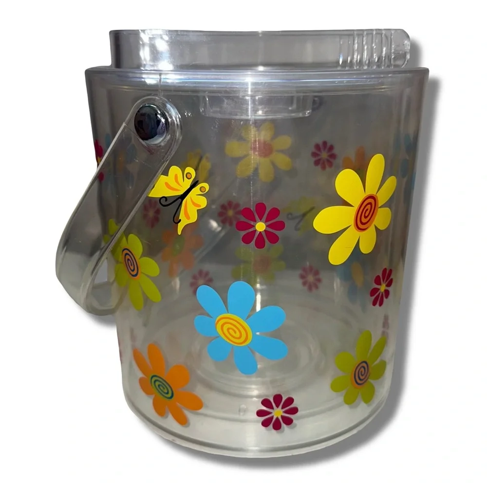Vintage 90s/Y2K Acrylic Floral Ice Bucket